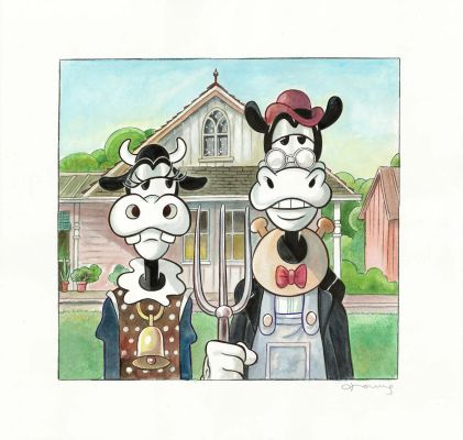 Horace and Clarabelle Inspired by Grant Wood’s American Gothic (1930) | Corner4art
