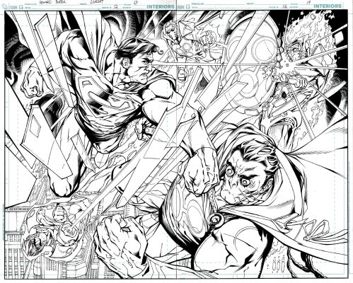 Howard Porter John Livesay | Dc Universe Legends #12 P 18-19 (Superman Double Spread Battle Splash Battling 5 Zombie Jla Memebers!) 2011 | Romitaman