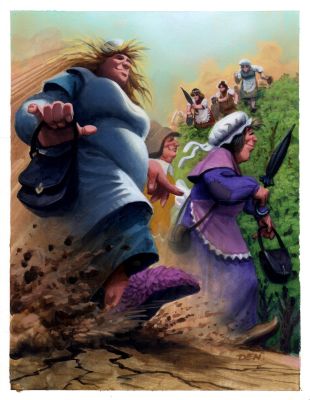 Den Beauvais | Giant Aunts - Guardians Published Collectible Fantasy Card Painting (1990S) | Romitaman