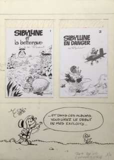 Macherot - Dessin original - Dos de Couverture - Sibylline et les Abeilles - (1969) | Catawiki