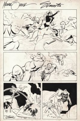 Mike Zeck Ralph Cabrera - Marvel Super-Heroes Secret Wars #7 P 6 Unpub Page! (She-Hulk Beaten To a Pulp By Doc Ock, Absorbing Man, Titania, & Entire Wrecking Crew!) 1984