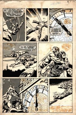 John Buscema, Tom Palmer | Captain Britain #26 P 7 (Tom Palmer Inks! Captain America, Captain Britain, Red Skull, Nick Fury, & Big Ben Clock!) 1976 | Romitaman