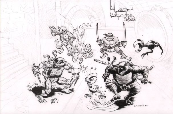 Jam Pieces | Tmnt Jam Piece - C.P. Wilson, Craig Rousseau, Sam Levigne, Lawson, Walko - Signed | Anthony’s Comic Book Art
