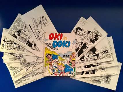 Voges, Carol - 13 Original illustrations - Oki en Doki op de racefiets | Catawiki