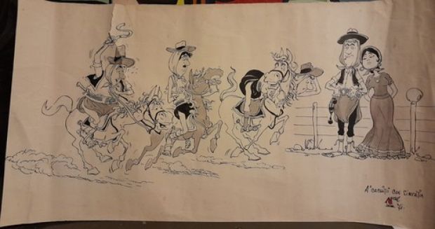 Comic Art Original Drawing Argentine Walter Casadei 1971 gaucho horse race | eBay US (Buy It Now)