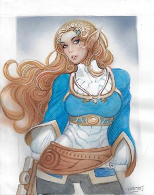 Justin (Moritat) Norman | Princess Zelda Page Painted Illustration | Splash Page