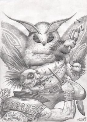 Clint Langley – Punk VS Monster illustration – 11×8 inches | Berserker Art