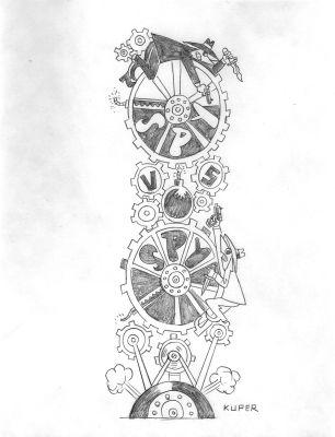 Peter Kuper | Spy vs. Spy Sketch: "Working" | Peter Kuper