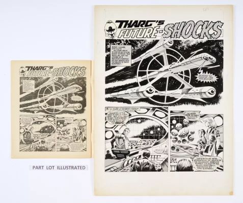 Lot 110 - ’Tharg’s Future Shocks’: two original artworks by Ron Turner (1977) from 2000 AD prog 30 pgs 28 & 29 | Comic Book Auctions ltd
