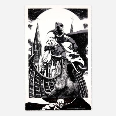 Lot 316 - Sedat Oezgen, Batman on Gargoyle Limited Edition Giclee #4/50 with Batman Remark (2022) | Landry Pop Auctions
