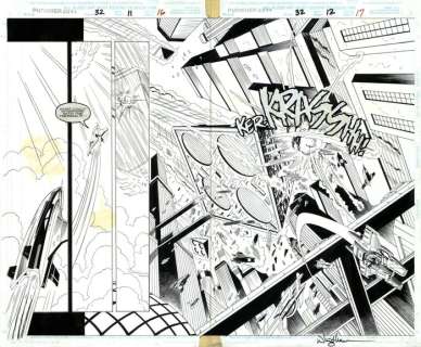 Rod Whigham - Original Art Plate - Marvel Comics - Punisher 2099 #32 - Pages 11 & 12 - Double Splash - (1995) | Catawiki