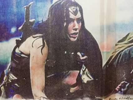 WONDER WOMAN - Original artwork on a wooden plate - Size: 29,8 x 42 cm. - EO - (2018) | Catawiki