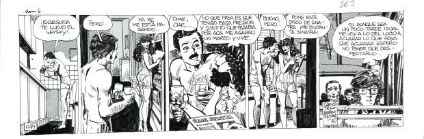 Horacio Altuna | Original strip for Loco Chavez n. 1587. Cm. 42,5x14. Ink. Signed. Mint. Code 2019. | Segni e Disegni