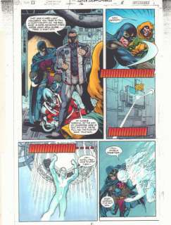 Buzz, John Kalisz - Jsa #12 p. 5 color guide art - doctor mid-nite and mister terrific vs. Kobra and catalyst - 1999