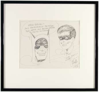 BOB KANE PERSONALIZED BATMAN & ROBIN FRAMED SKETCH. | Hake’s