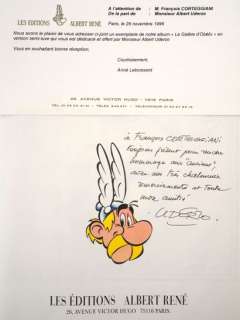 Uderzo Albert Asterix Bel... | UDERZO Albert Asterix Bel envoi avec long texte sur... | Vermot et Associés