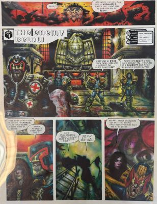 Lot 21 - Clint Langley – Judge Dredd: “The Enemy Below”, Part 1, Page 2 – 2000 AD Prog 886 (1994) | Oberon Auctions