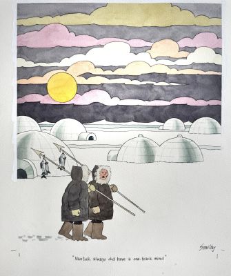 Smilby , Francis Wilford Smith | Sexy Large Breasts Fetish Cartoon - Eskimo Fantasize About Large Female Breasts 1989 | ComicArtFans Classifieds