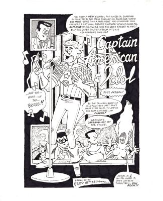 Fred Hembeck | Captain America Idol Pinup Gag Cartoon By Fred Hembeck | ComicArtFans Classifieds