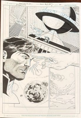 Ethan Van Sciver | Convergence #0 Page 22 Original Art By Ethan Van Sciver - Superman & Daily Planet - Brainiac/Telos Multiverse - Inks Over Blue Pencils | ComicArtFans Classifieds