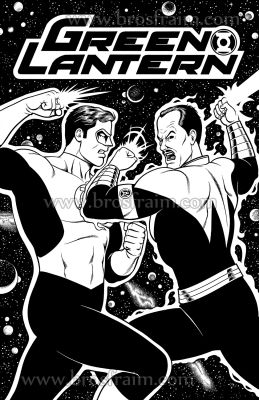 Brendon Fraim, Brian Fraim | 11X17 Green Lantern with Logo Vs. Sinestro! | ComicArtFans Classifieds