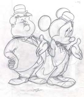 Mickey Mouse After Stan Laurel - Laurel & Hardy - Original Sketch - Jaume Esteve - EO | Catawiki