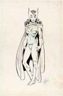 "THE OFFICIAL HANDBOOK TO THE MARVEL UNIVERSE" #11 SCARLET WITCH ORIGINAL ART BY JOHN BYRNE. | Hake’s