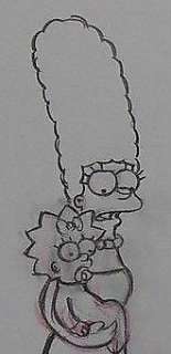 The Simpsons - Matt Groening - Marge & Maggie - Includes COA - Original Artwork | Catawiki
