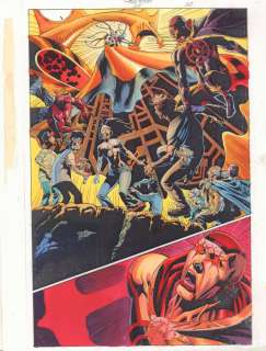 Dave Meikis, John Kalisz, Rags Morales | Hourman #25 P.20 Color Guide Art - Amazo, Hourman, And the Gang Splash - 2001 | Anthony’s Comic Book Art