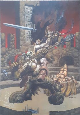 Simone Bianchi | Conan The Barbarian- HUGE painting on canvas | 2DGalleries