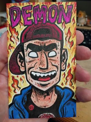 Evan Dorkin Original ELTINGVILLE CLUB Art Pete DiNunzio Color 3 x 5 Sketch Card