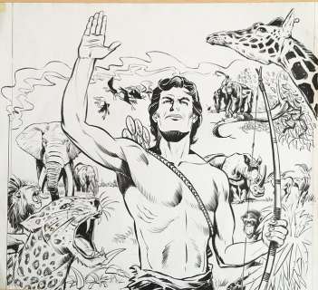 Lino Jeva - Tarzan - Illustrazione originale - Page volante | Catawiki