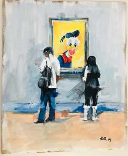 Donald Portrait in a Museum - Original Acrylic Painting - Joan Carles Rodriguez - Art original | Catawiki