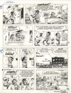 Franquin | Gaston, planche-gag n°906 Ã  l’encre de Chine p… | Banque Dessinée