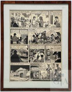 Reding/Planche Orginale Du Récit Historique "Lasalle, 1E Sabreur de France" Publié Dans Le Journal Tintin En Décembre 1953. Elle Illustre La Parcours Du Noble Et Jeune Général de Cavalerie À Partir de La Révolution. Rare. Encre de Chine Signé. Tbe. Encadrement de Qualité Compris: 50 X 65 Cm |  | Dagoty