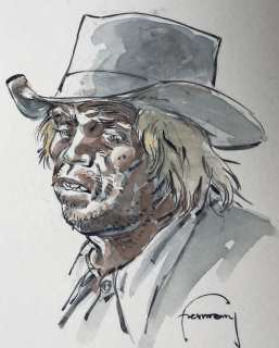 Hermann  - Illustration originale en couleurs directes -Â Personnage du Western Â«Â DukeÂ Â» | Catawiki
