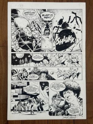 ORIGINAL Doctor Who Comic Art Artwork Dave Gibbons signed 1980 4th Dr Watchmen