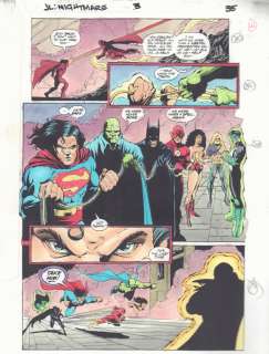 Anibal Rodriguez, Jeff Johnson, John Kalisz - justice league: a midsummer‘s nightmare #3 p. 35 color guide art - awesome jla vs. Know man - 1996