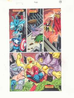 John Kalisz, Mike Wieringo, Tom Palmer | Avengers #400 P.17 Color Guide Art - Captain America, Vision, Thor, And Giant-Man Action - 1996 | Anthony’s Comic Book Art