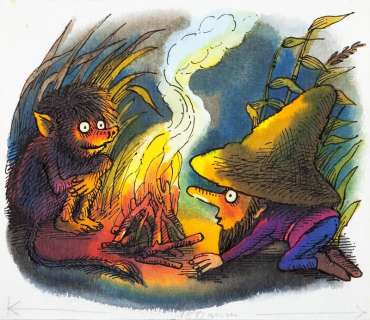 Jerzy Flisak (1930 - 2008) | Jerzy Flisak | "Hubert i jego przyjaciel Kudłacz", ilustracja do książki Otfrieda Preussler’a, 1988 | Desa Unicum