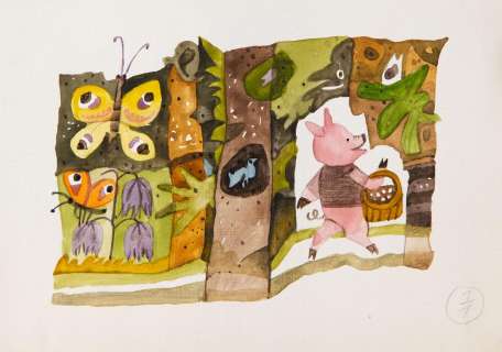 Zbigniew Rychlicki (1922 - 1989) | Zbigniew Rychlicki | "Bajki Misia Uszatka", projekt ilustracji, 1974 | Desa Unicum