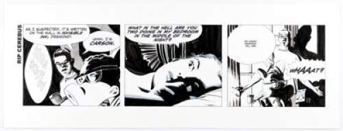 Dave Sim And Carson Grubaugh | Rip Cerebus Comic Strip Alex Raymond Homage with Preliminary Drawing Original Art Group of 2 (2021). | Heritage