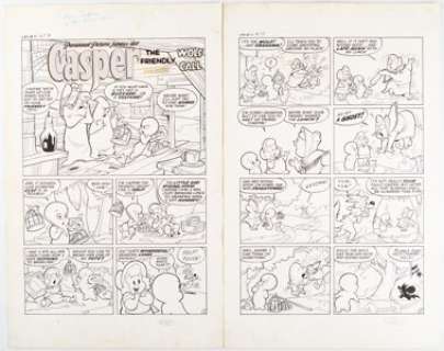 Muffatti, Steve - Steve Muffatti and Warren Kremer (attributed) Casper the Friendly Ghost #21, Complete 5-page Story "Wolf Call" Ori... (Total: 5 Original Art)