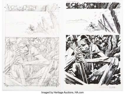 Fegredo, Duncan | Duncan Fegredo Hellboy: Darkness Calls #2 Story Page 23 Original Art Group of 2 (Dark Horse, 2007).... (Total: 2 Original Art) | Heritage