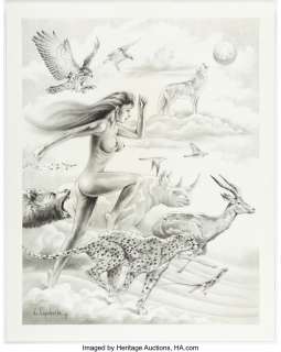 Magazine Art - Unidentified nude art - Jose Capdevila Wolfpack Vol. 1: A Gallery Girls Collection Pin-Up Illustration Original Art (SQP, 2001)....