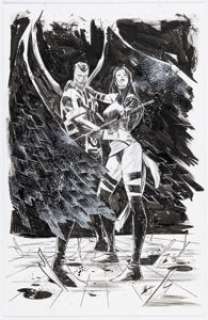 Scalera, Matteo - Matteo Scalera - Archangel and Psylocke Illustration Original Art (c. 2010s)....