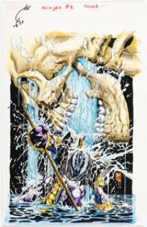 Artist, Unknown - Andrew Covalt [Joe Quesada and Jimmy Palmiotti printed lines] Ninjak #2 Cover Hand-Colored Production Print (Accla...