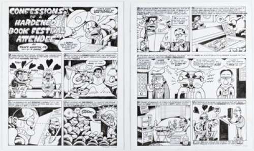 Bagge, Peter | Peter Bagge Oxford American Magazine #52 Complete 2-Page Story "Confessions of a Hardened Book Festival Attendee" ... (Total: 2 Original Art) | Heritage