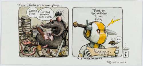 Farel Dalrymple - It Will All Hurt Strip #343 "The End" Illustration Original Art (c. 2014).