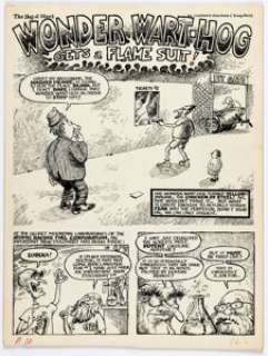 Gilbert Shelton and Tony Bell Drag Cartoons #42 Wonder Wart-Hog Story Page 1 Original Art (Millar Publishing, 1967). | Heritage